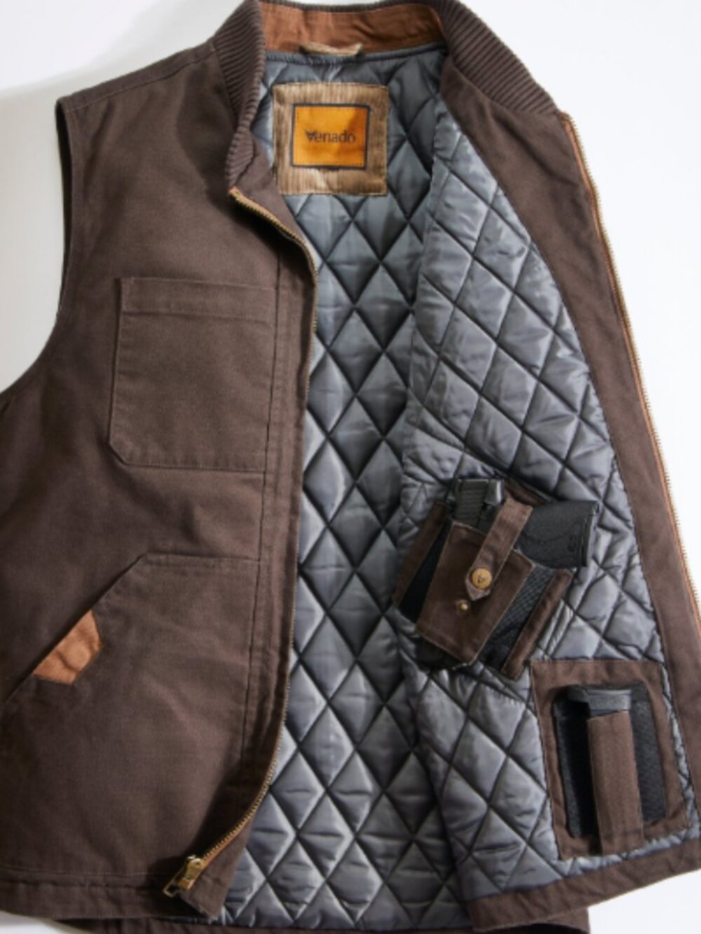 Concealed Carry Canvas Vest - Coffee | Medium